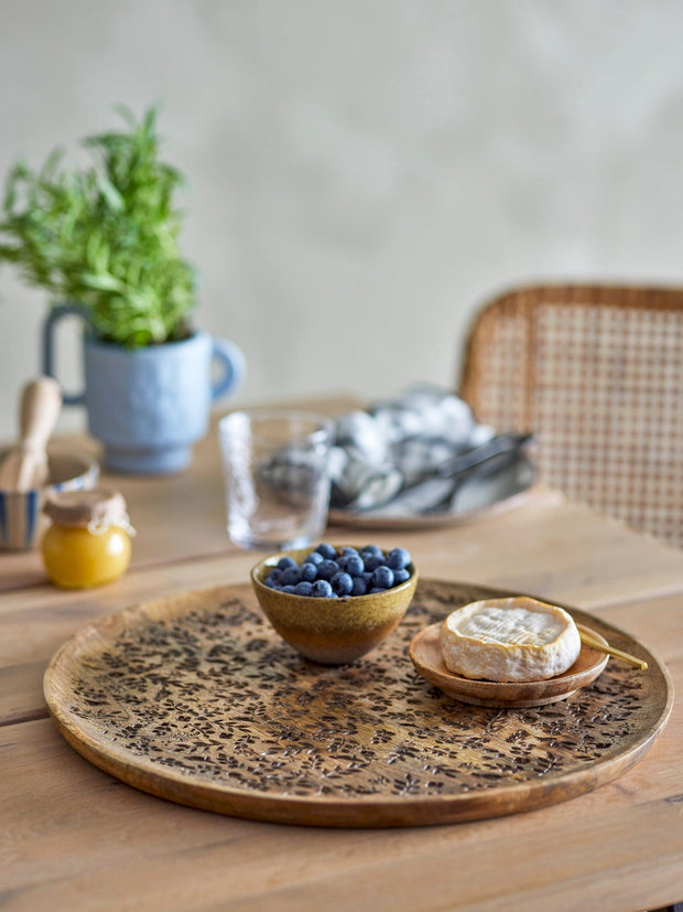 Tava pentru servire din lemn, Camilia Natural, Ø40xH2 cm (3)