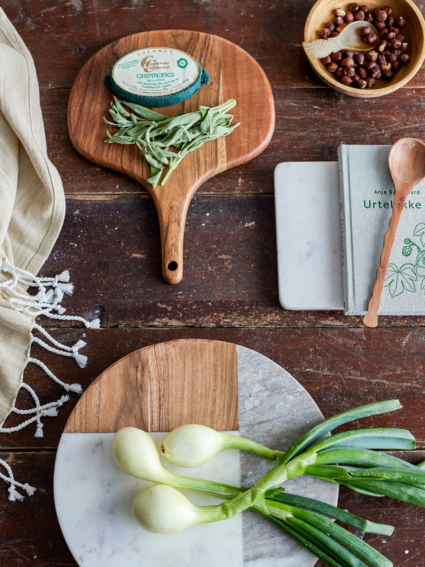 Tava pentru servire din marmura si lemn, Olly Alb, Ø30.5xH4 cm (4)