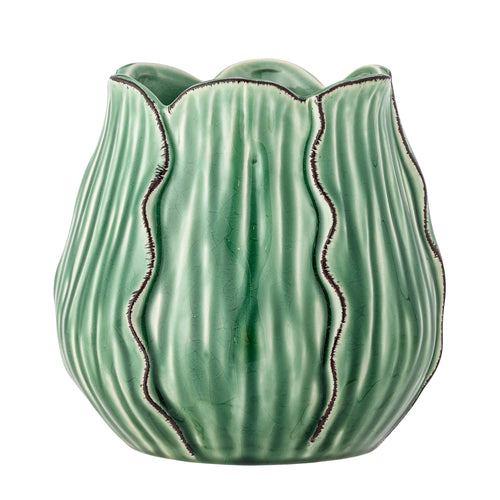 Vaza decorativa din ceramica, Elros Verde, Ø14,5xH14,5 cm