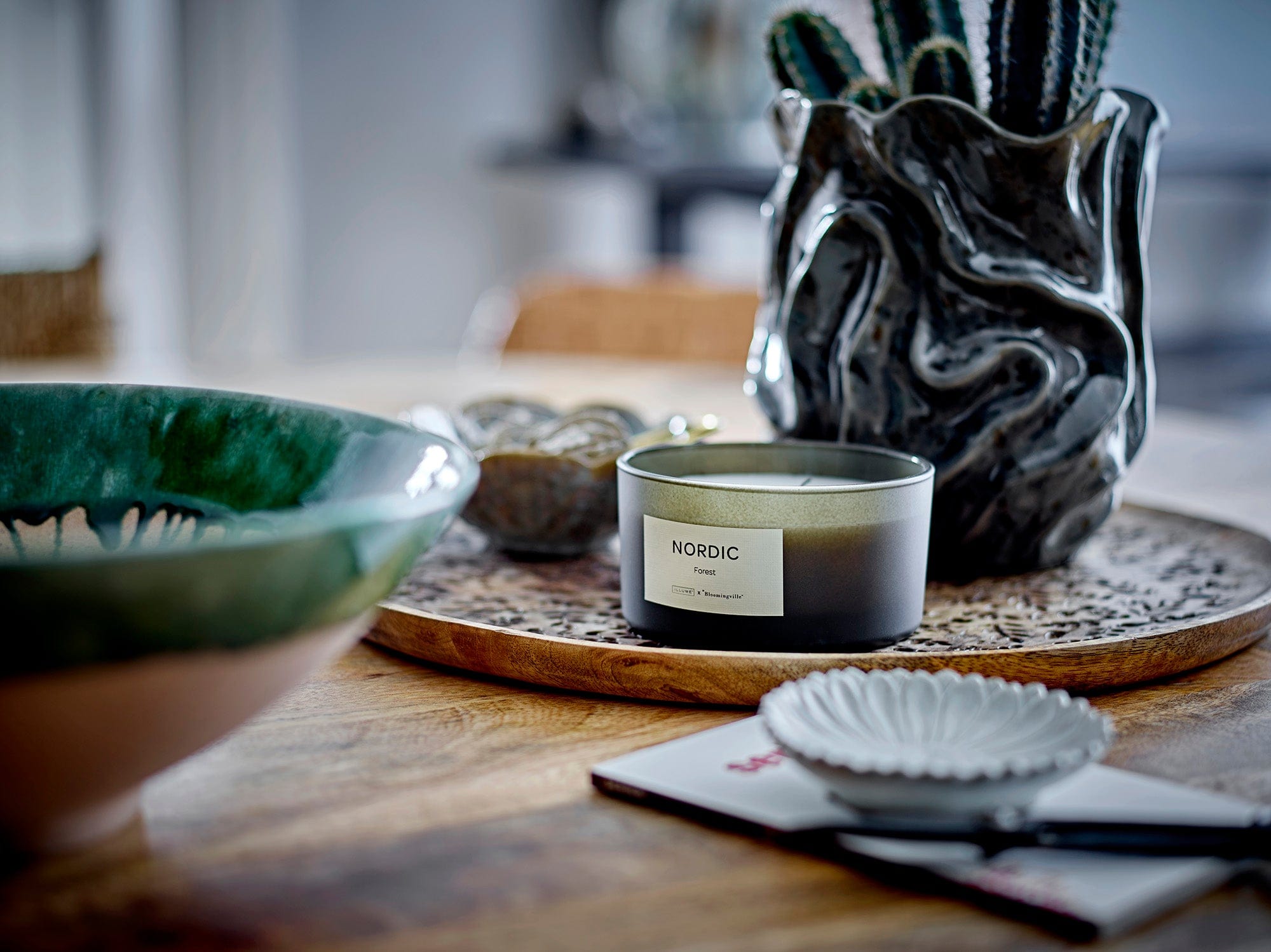 Vaza decorativa din ceramica, Soumia Gri, Ø16,5xH19 cm (2)