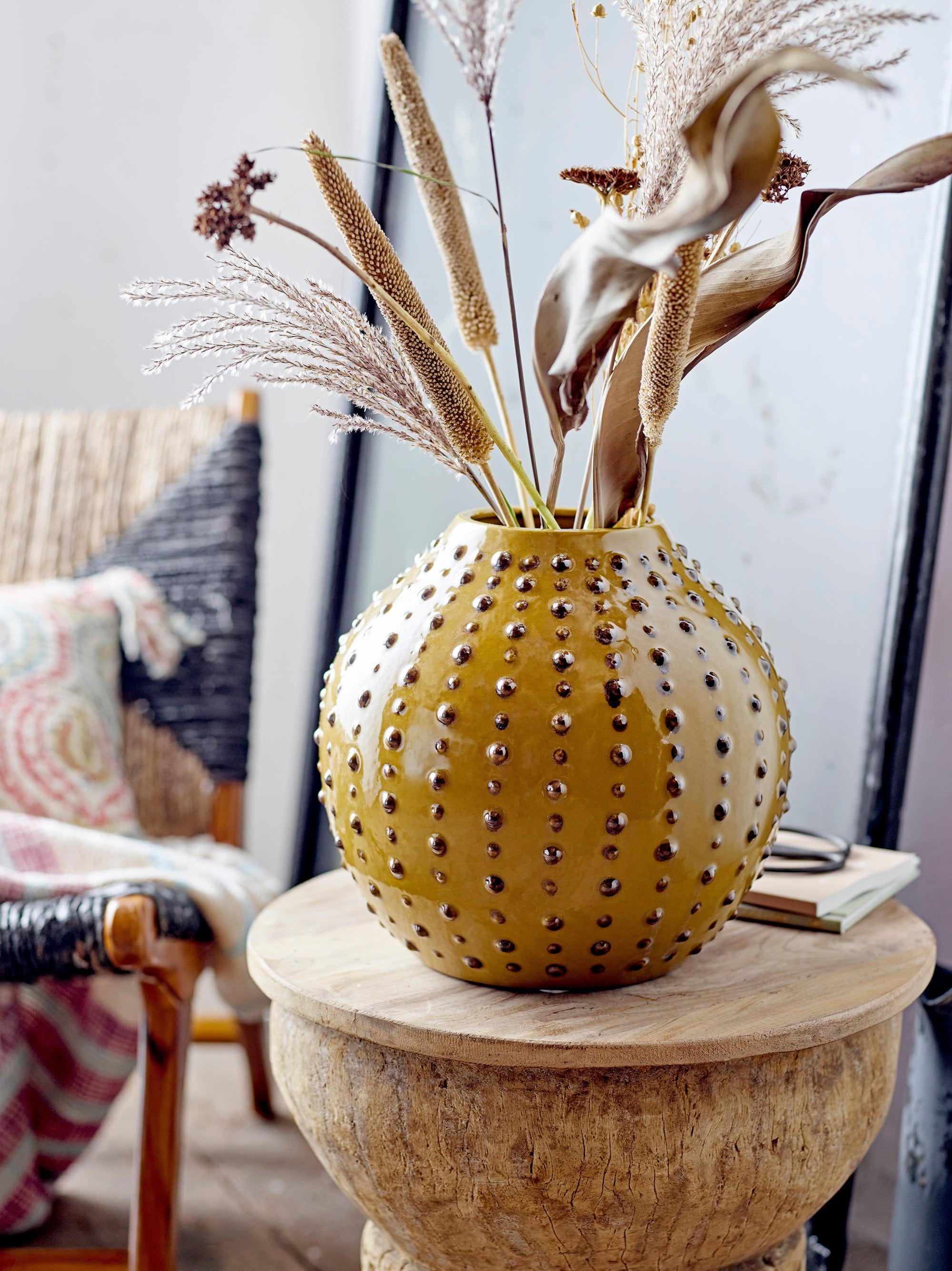 Vaza decorativa din ceramica, Toofan Galben, Ø27,5xH26 cm (2)