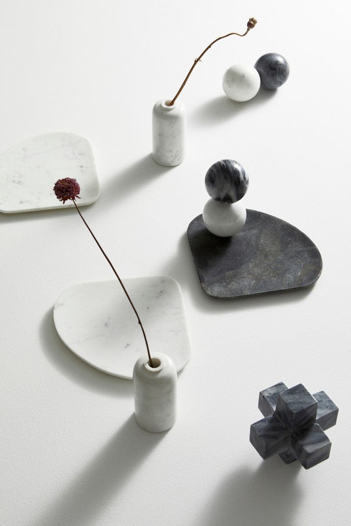 Vaza decorativa din marmura, Kandy Alb, Ø7,5xH15 cm (2)