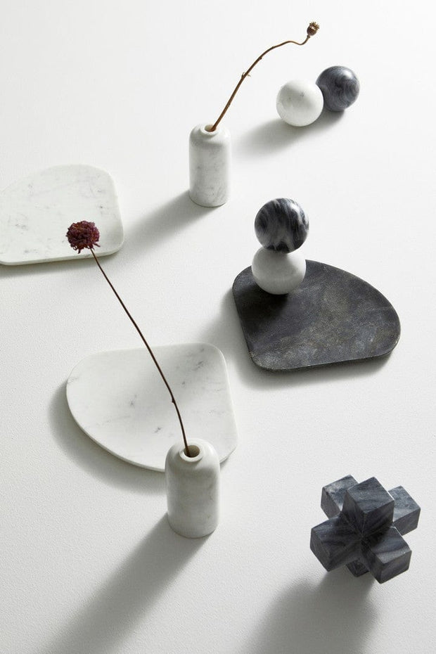 Vaza decorativa din marmura, Kandy Alb, Ø7,5xH15 cm (2)