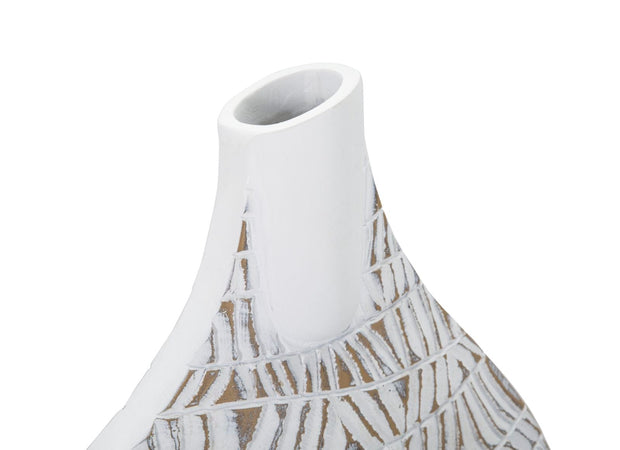 Vaza decorativa din polirasina, Nairobi Alb Antichizat, L30,5xl11,5xH46,5 cm (3)