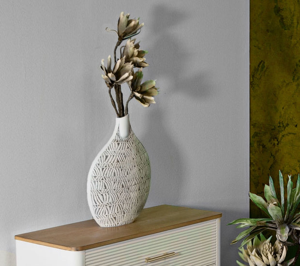 Vaza decorativa din polirasina, Nairobi Alb Antichizat, L30,5xl11,5xH46,5 cm (5)