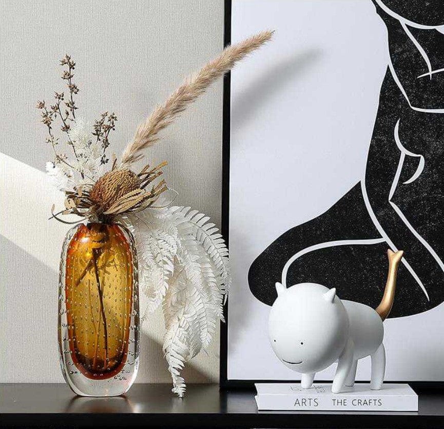 BFSummer Vaza decorativa din sticla, Handmade Multicolor, L11,5xl8xH18,5 cm