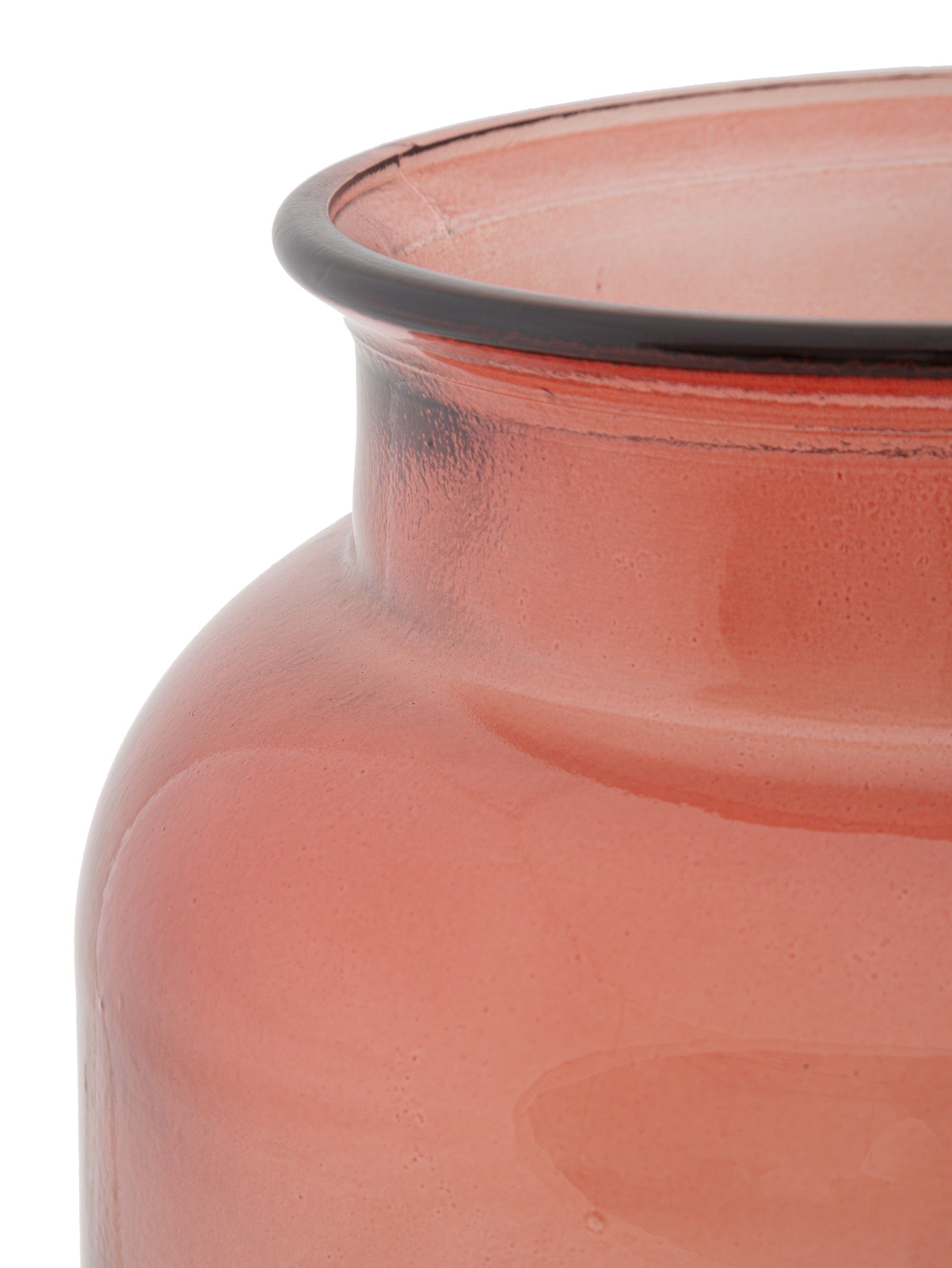 BFSummer Vaza decorativa din sticla reciclata Flores Round Rosu, Ø20xH25 cm