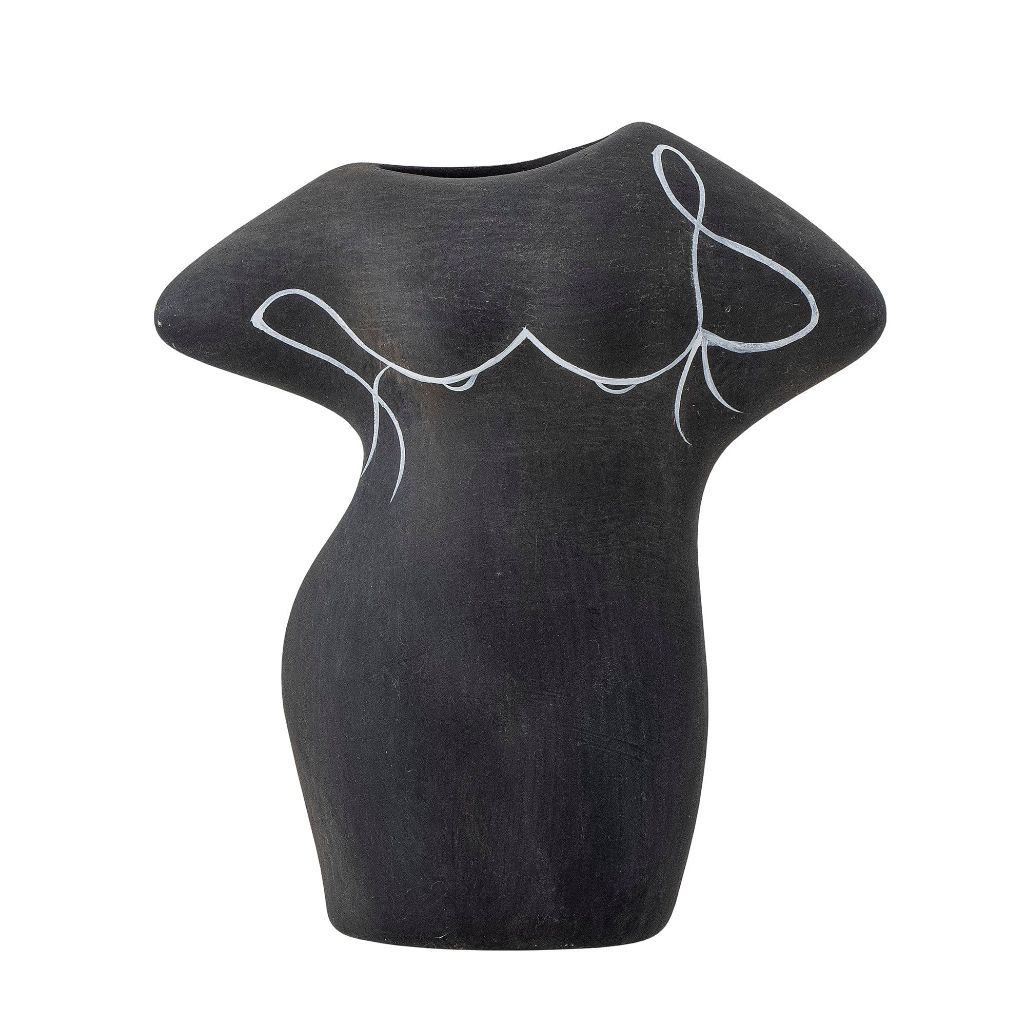 Vaza decorativa din teracota, Lulu Negru, L14,5xl6,5xH16 cm