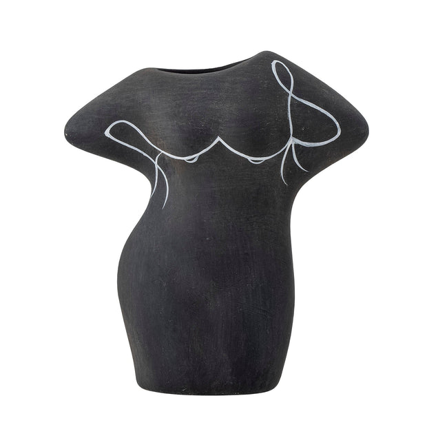 Vaza decorativa din teracota, Lulu Negru, L14,5xl6,5xH16 cm