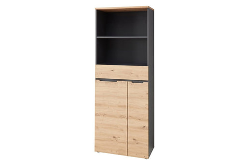 Szynaka Vitrina din MDF cu 2 usi si 1 sertar, Brego 02  Stejar Artisan / Antracit, l75xA38xH197 cm