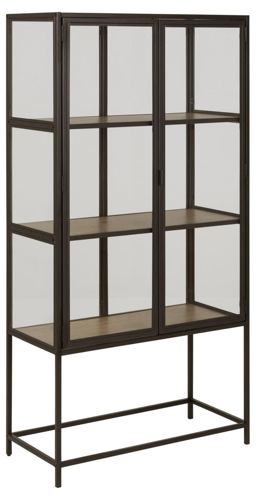 Vitrina din metal, cu 2 usi, Seaford Negru, l77xA35xH150 cm