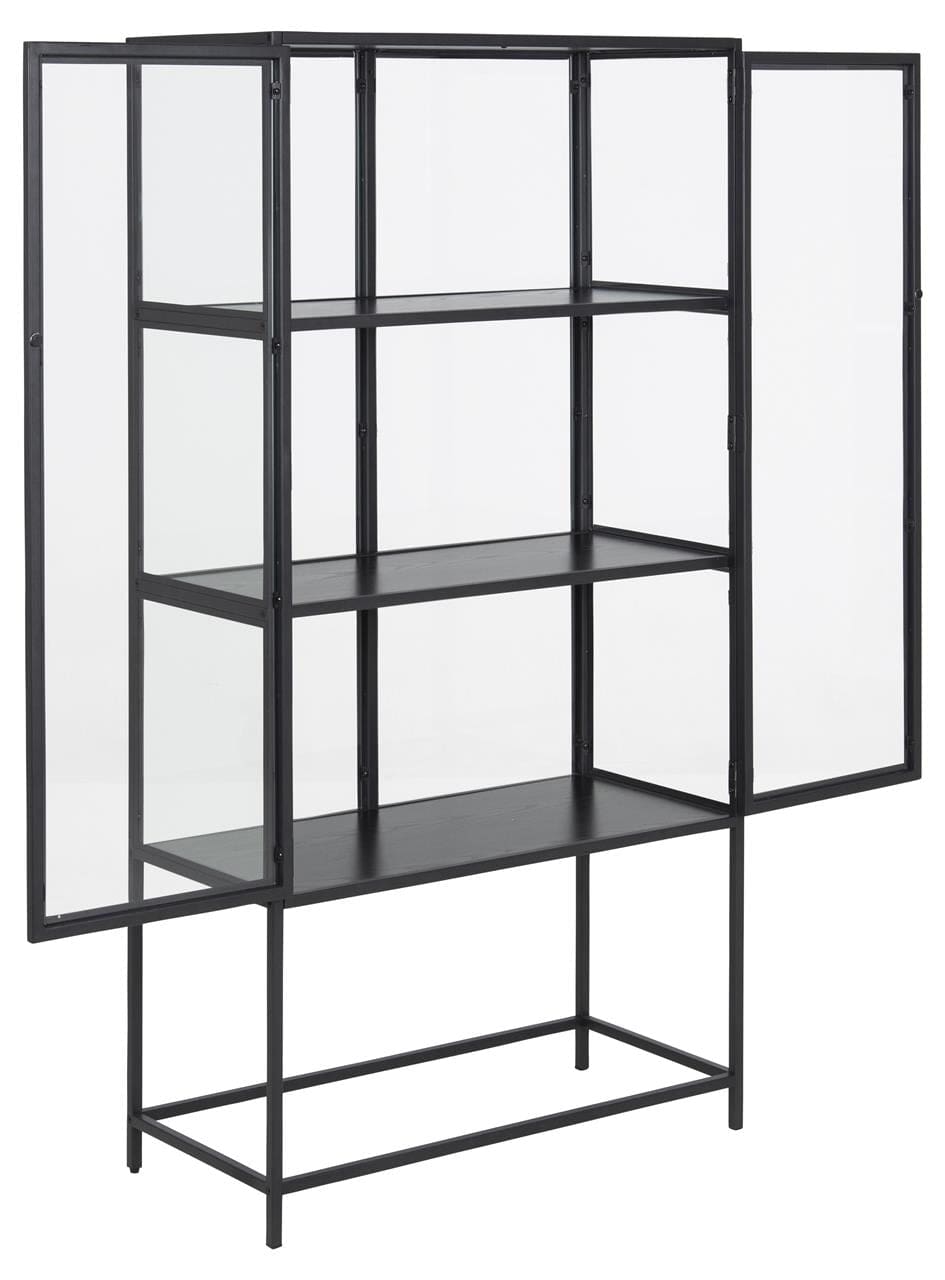 Vitrina din metal si sticla cu 2 usi Seaford Negru, l77xA35xH150 cm (4)