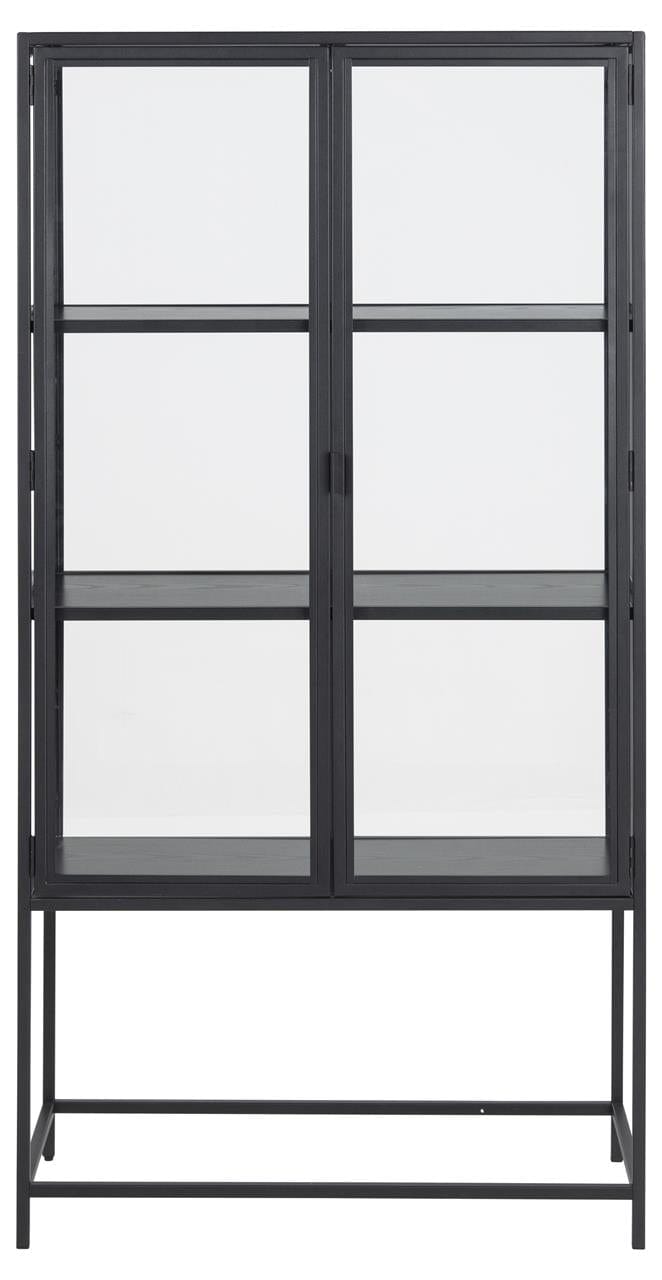 Vitrina din metal si sticla cu 2 usi Seaford Negru, l77xA35xH150 cm (5)