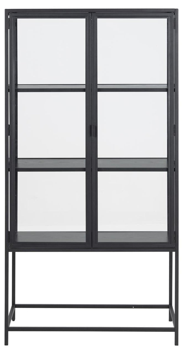 Vitrina din metal si sticla cu 2 usi Seaford Negru, l77xA35xH150 cm (5)