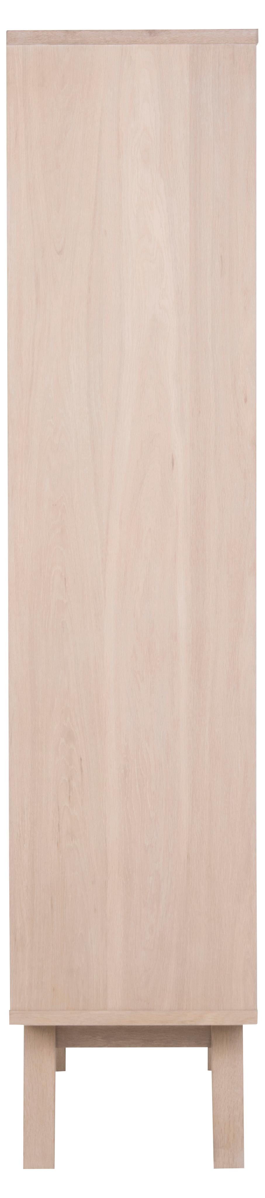 Vitrina din pal, furnir si lemn, cu 2 sertare si 1 usa, A-Line Stejar White Wash, l72xA42xH190 cm (3)