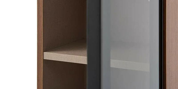 BFSummer Vitrina suspendata din pal cu 1 usa Louisa Nuc / Negru, l33,6xA27,5xH90,5 cm