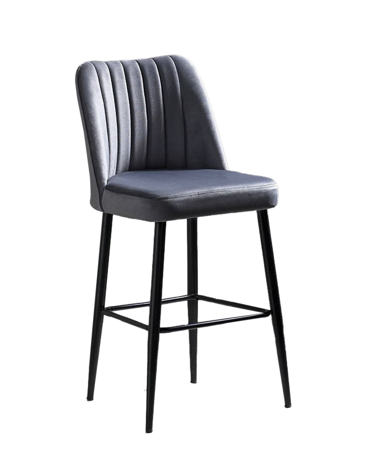 Set 4 scaune de bar tapitate cu stofa si picioare metalice, Vento Velvet Gri / Negru, l49xA45xH99 cm (2)