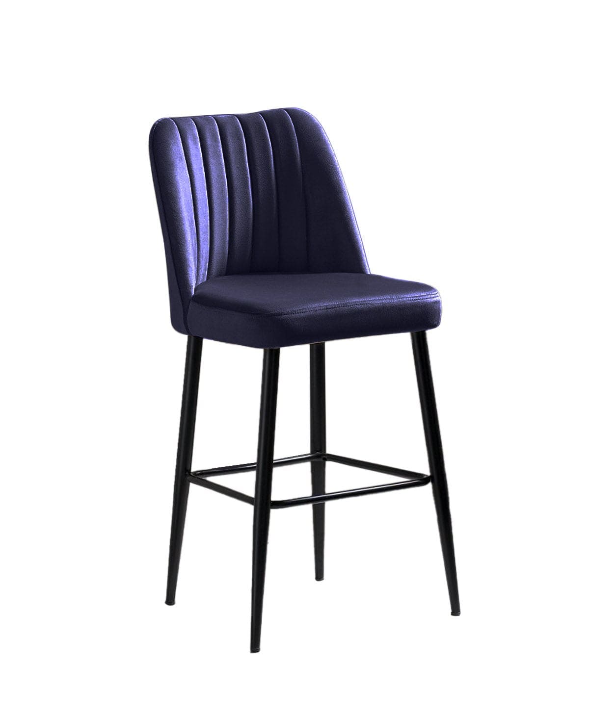 Set 4 scaune de bar tapitate cu stofa si picioare metalice, Vento Velvet Mov / Negru, l49xA45xH99 cm (2)