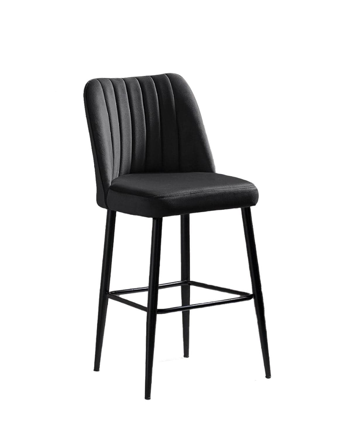 Set 2 scaune de bar tapitate cu stofa si picioare metalice, Vento Velvet Antracit / Negru, l49xA45xH99 cm (2)