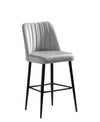Set 2 scaune de bar tapitate cu stofa si picioare metalice, Vento Velvet Gri Deschis / Negru, l49xA45xH99 cm (2)