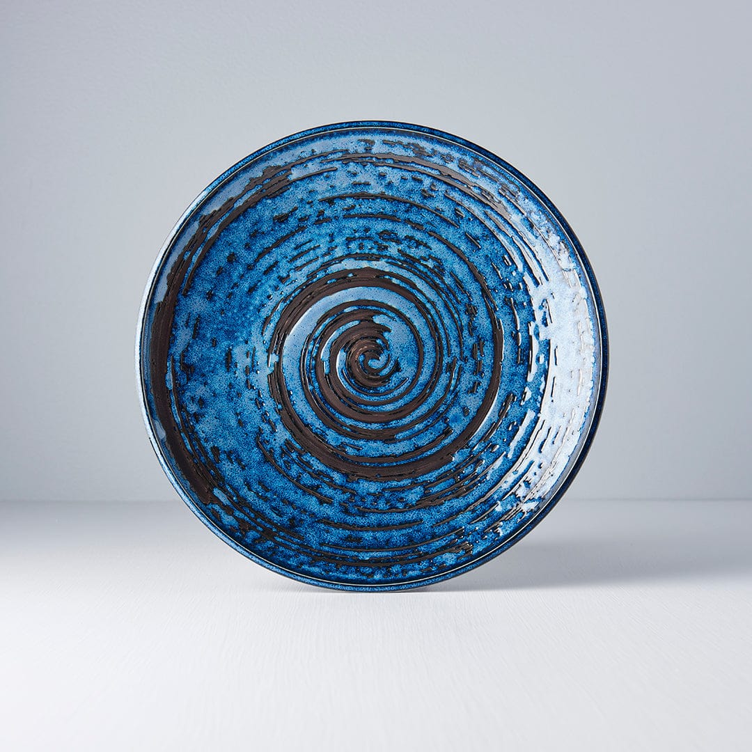 Platou pentru servire, din ceramica, Swirl Albastru, Ø25,5xH3,5 cm (3)