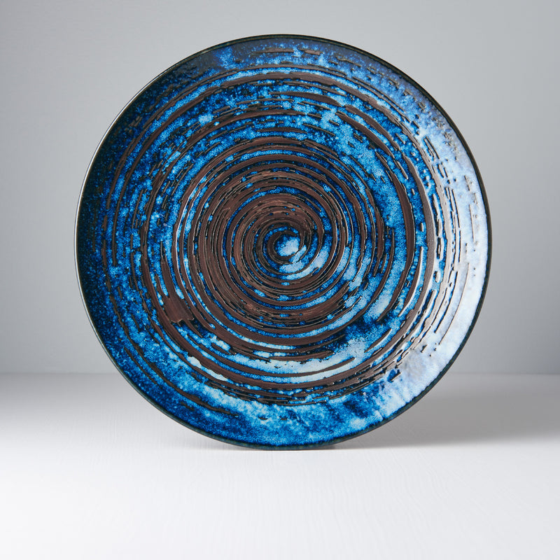 Platou pentru servire, din ceramica, Swirl Albastru, Ø28,5xH3 cm (2)