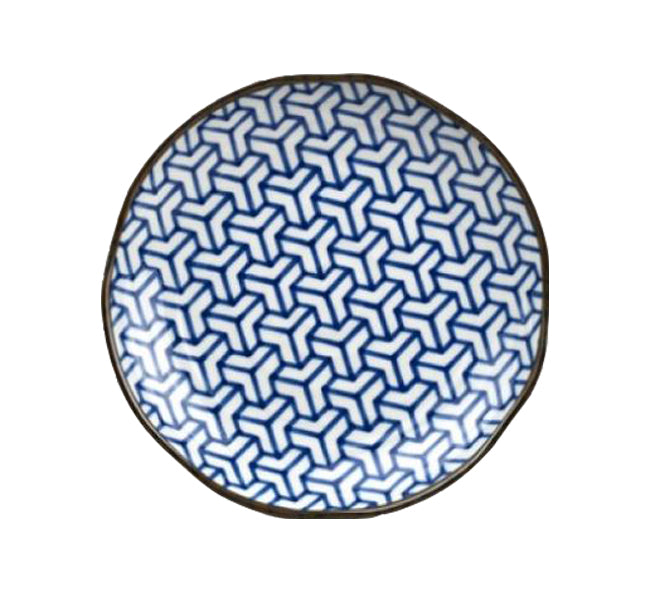 Platou pentru servire, din ceramica, Ikat Albastru, Ø23xH3,5 cm