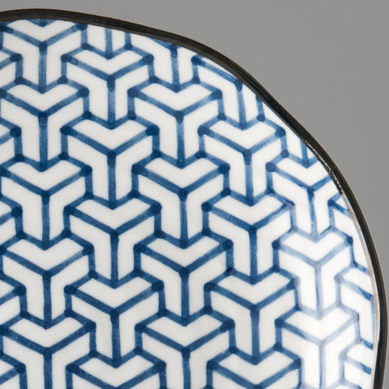 Platou pentru servire, din ceramica, Ikat Albastru, Ø23xH3,5 cm (1)