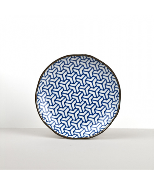 Platou pentru servire, din ceramica, Ikat Albastru, Ø23xH3,5 cm (3)