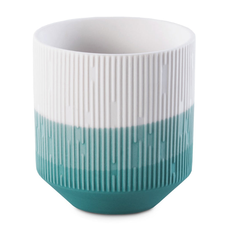 Suport din ceramica pentru accesorii de birou, Fino Alb / Turcoaz, Ø9xH9,8 cm