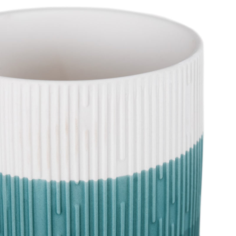 Suport din ceramica pentru accesorii de birou, Fino Alb / Turcoaz, Ø9xH9,8 cm (1)