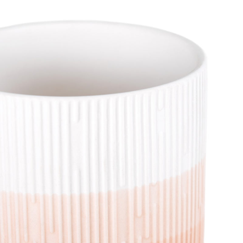 Suport din ceramica pentru accesorii de birou, Fino Alb / Somon, Ø9xH9,8 cm (1)