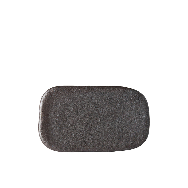 Platou pentru servire, din ceramica, Stone Negru, L22xl13xH2 cm