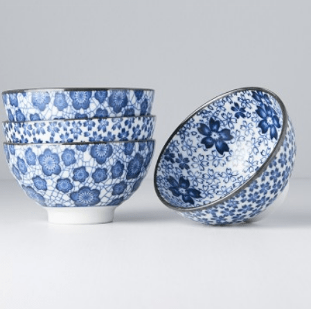 Set 4 boluri japoneze, din ceramica, Plum Albastru, 200 ml (3)