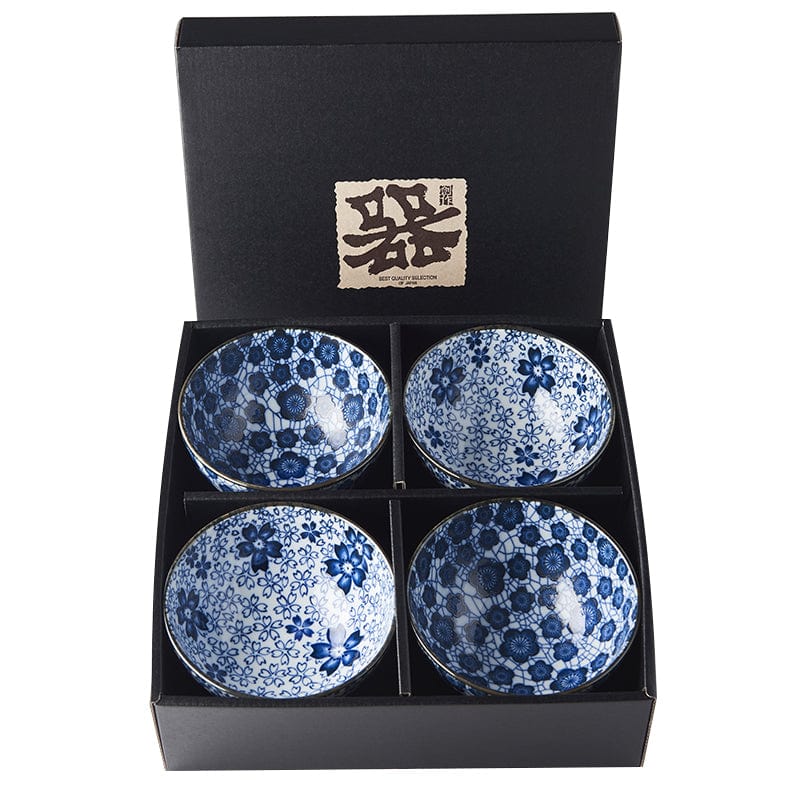 Set 4 boluri japoneze, din ceramica, Plum Albastru, 200 ml (2)