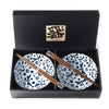 Set 2 boluri cu 4 bete japoneze, din ceramica, Dragonfly Albastru, 400 ml (3)