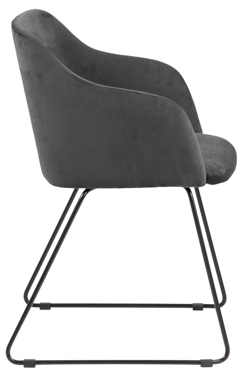 Set 2 scaune tapitate cu stofa si picioare metalice Casablanca Velvet Antracit / Negru, l52xA54,5xH79,5 cm (4)