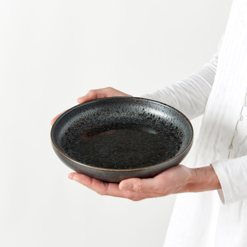 Platou pentru servire, din ceramica, Pearl Negru, Ø22xH4,5 cm (3)