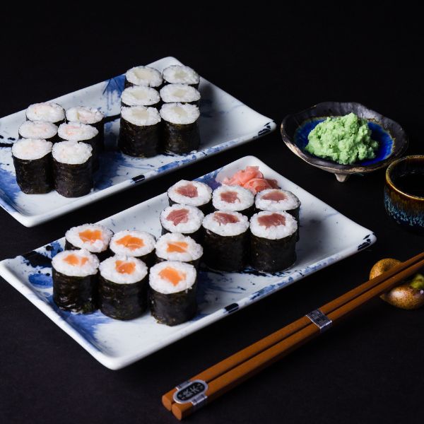 Set japonez pentru servire sushi, din ceramica, Splash Albastru, 4 piese (2)