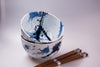 Set 2 boluri cu 4 bete japoneze, din ceramica, Splash Albastru, 350 ml (3)