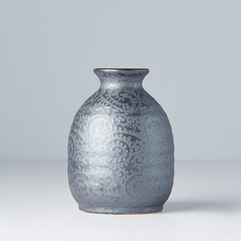 Sticla pentru sake, din ceramica, Scroll Argintiu, 300 ml (1)