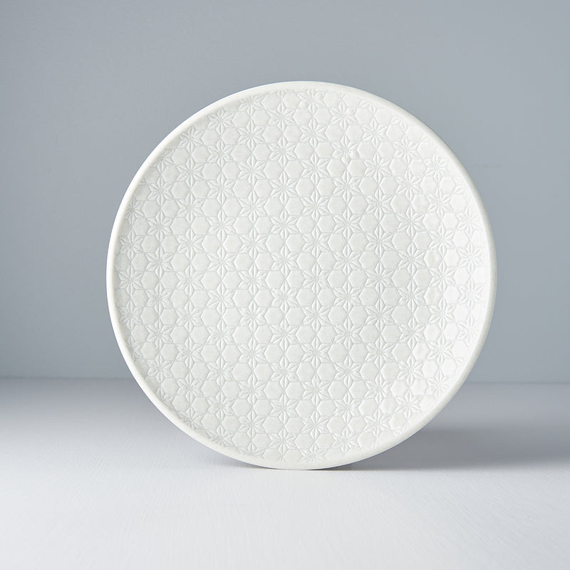 Platou pentru servire, din ceramica, White Star Alb, Ø25,5xH4 cm (3)