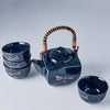 Set japonez pentru servire ceai, din ceramica,  Dragonfly Albastru, 5 piese (3)