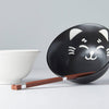 Set 2 boluri cu 4 bete japoneze, din ceramica, Cat Face Negru, 400 ml (1)