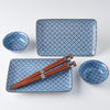 Set japonez pentru servire sushi, din ceramica, Geometric Flowers Albastru, 4 piese (3)
