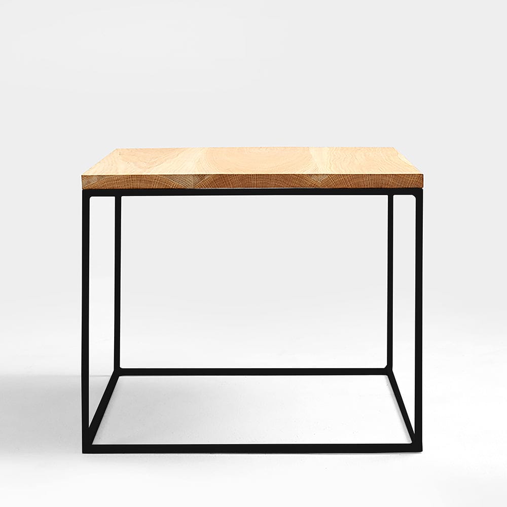 Masa de cafea din lemn si metal, Tensio Wood Stejar / Alb, L50xl50xH45 cm (2)