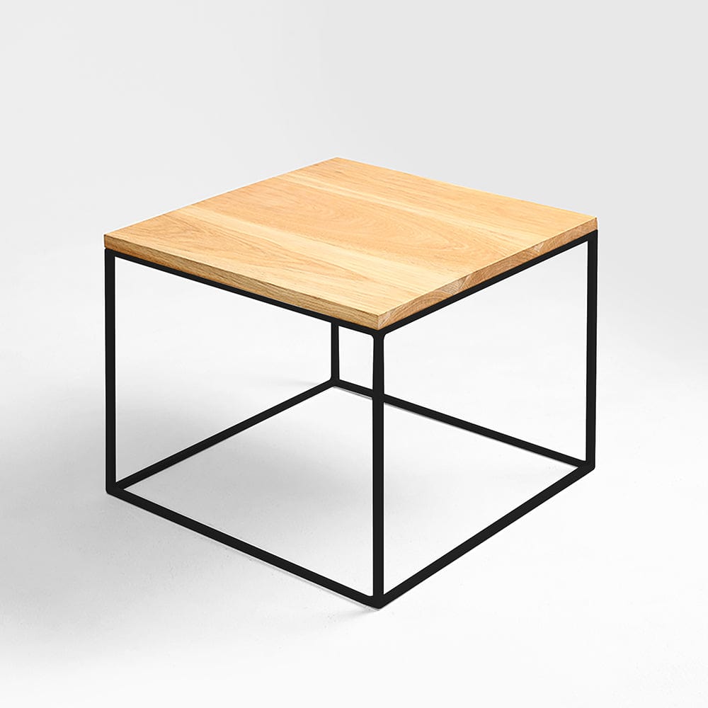 Masa de cafea din lemn si metal, Tensio Wood Stejar / Alb, L50xl50xH45 cm (3)