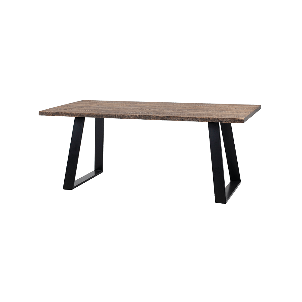 Masa din lemn si metal, Hofer L Stejar Smoked, L180xl90xH77 cm