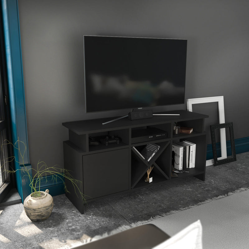 Comoda TV din pal si metal, cu 1 usa, Auburn Antracit, l120xA60,6xH29,9 cm (1)