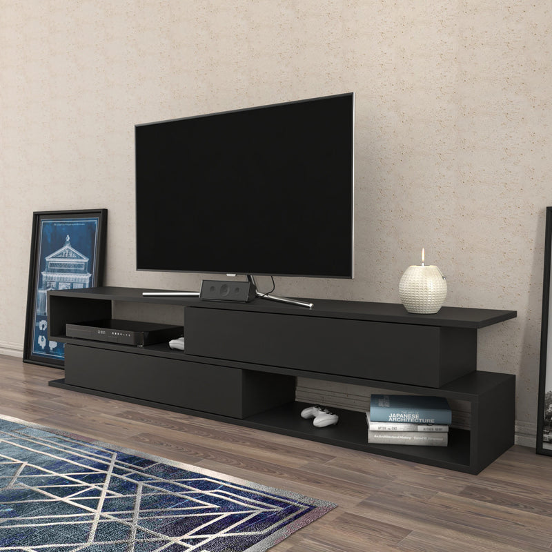 Comoda TV din pal si metal, Cortez Antracit, l160xA38,6xH35,3 cm (2)